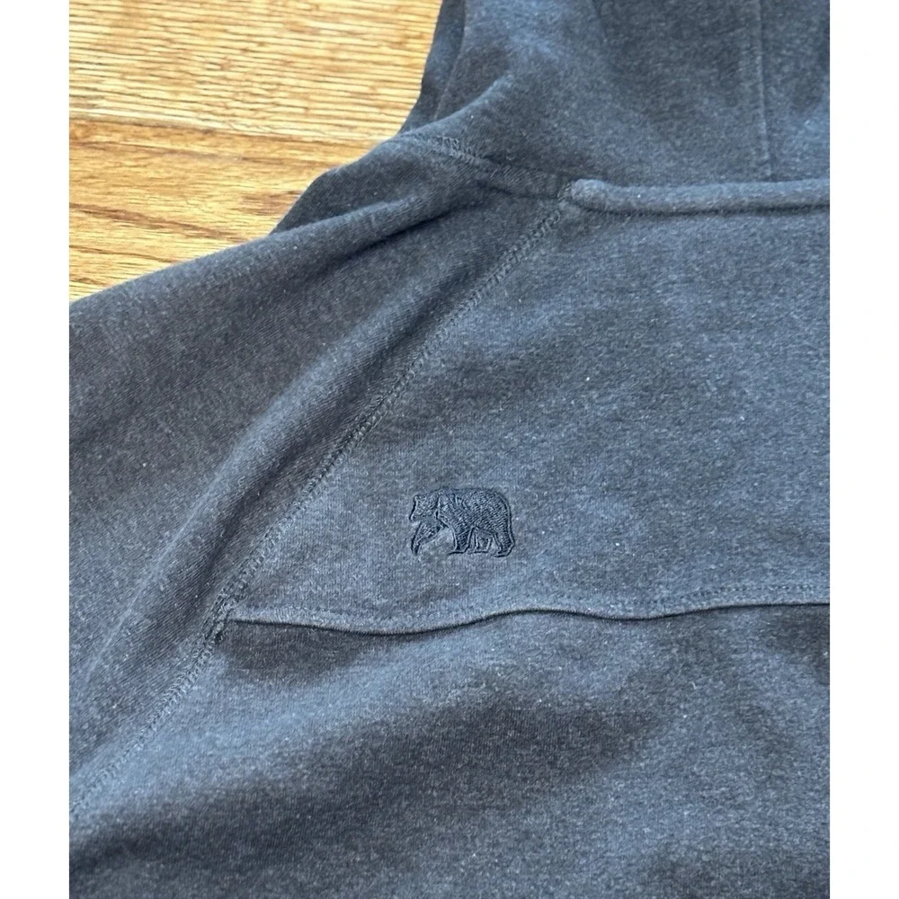 THE NORMAL BRAND HENLEY PULLOVER HOODIE Grey MENS Size Medium M Bear Logo